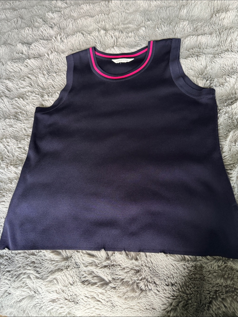 Sleeveless Navy Tank top shell with Pink Trim